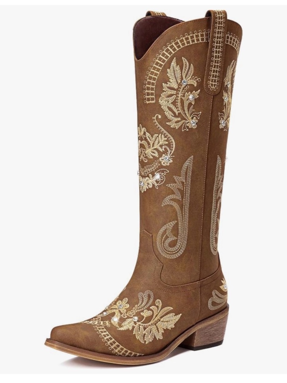 Women's Wide Calf Knee High Sparkly Rhinestone Western Country Boots